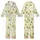 Cat Lovers' Whimsical Hand-Drawn White Chubby Cartoon Cats Pastel Yellow Seamless Pattern with Pink Tulips & Hearts Kid Satin Pajamas Set - 1