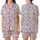 Women's Intricate Pastel Pink Illustrative Butterfly Scatter with Blue, Lavender, Grey, Mauve Accents Satin Short-Sleeve Pajamas Set - 1