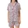 Women's Intricate Pastel Pink Illustrative Butterfly Scatter with Blue, Lavender, Grey, Mauve Accents Satin Short-Sleeve Pajamas Set - 2