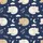 Cat Lovers' Whimsical Hand-Drawn Sleepy Cartoon Cats Navy Blue Off-White Tan Pink Pattern with Moons Stars Kid Satin Pajamas Set - 4