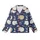 Cat Lovers' Whimsical Hand-Drawn Sleepy Cartoon Cats Navy Blue Off-White Tan Pink Pattern with Moons Stars Kid Satin Pajamas Set - 2
