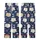Cat Lovers' Whimsical Hand-Drawn Sleepy Cartoon Cats Navy Blue Off-White Tan Pink Pattern with Moons Stars Kid Satin Pajamas Set - 3