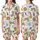 Animal Lovers' Playful Golden Yellow Leopard Pastel Pink & Deep Royal Blue Botanical Pattern Satin Short-Sleeve Pajamas Set - 1
