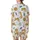 Animal Lovers' Playful Golden Yellow Leopard Pastel Pink & Deep Royal Blue Botanical Pattern Satin Short-Sleeve Pajamas Set - 3