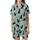 Cat Lovers' Whimsical Dreamy Light Teal Scattered Black Cat Pale Pink Butterfly Heart Star Pattern Satin Short-Sleeve Pajamas Set - 2