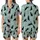 Cat Lovers' Whimsical Dreamy Light Teal Scattered Black Cat Pale Pink Butterfly Heart Star Pattern Satin Short-Sleeve Pajamas Set - 1