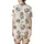 Whimsical Art Lovers' Warm Brown Sleepy Bear Celestial Moon Star Pastel Blue White Print Satin Short-Sleeve Pajamas Set - 3