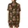 Vintage Style Cat Lovers' Seamless Vintage Botanical Tabby Cat & Autumn Floral Pattern in Muted Olive, Burnt Orange, Dark Brown Satin Short-Sleeve Pajamas Set - 3