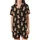 Sweet Style Enthusiasts' Charcoal Black Plush Caramel Bear Hearts Orange Flowers Seamless Pattern Satin Short-Sleeve Pajamas Set - 2
