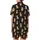 Sweet Style Enthusiasts' Charcoal Black Plush Caramel Bear Hearts Orange Flowers Seamless Pattern Satin Short-Sleeve Pajamas Set - 3