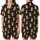 Sweet Style Enthusiasts' Charcoal Black Plush Caramel Bear Hearts Orange Flowers Seamless Pattern Satin Short-Sleeve Pajamas Set - 1