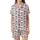 Women's Cute Simplified Cartoon Cow All-Over Pattern Pink Bows Lucky Black Text White Background Satin Short-Sleeve Pajamas Set - 2
