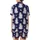 Cat Lovers' Dreamy Whimsical White Cats Teal Eyes Pink Flower Crowns Indigo Cherry Blossom Pattern Satin Short-Sleeve Pajamas Set - 3