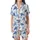 Ocean Lovers' Cerulean Blue Sea Turtle Hand-Drawn Marine Life Chartreuse Green Seamless Pattern Satin Short-Sleeve Pajamas Set - 2
