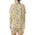 Cat Lovers' Kawaii Calico Cat Boba Tea Pastel Yellow Polka Dot Pattern with Taupe Paw Prints Light Orange Hearts Satin Short-Sleeve Pajamas Set - 3