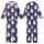 Cat Lovers' Dreamy Whimsical White Cats Teal Eyes Pink Flower Crowns Indigo Cherry Blossom Pattern Kid Satin Pajamas Set - 1