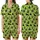 Cat Lovers' Vibrant Lime Green Black Cat Silhouette Heart Pattern with Blue Eye Detail Satin Short-Sleeve Pajamas Set - 1