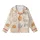 Cat Lovers' Whimsical Plump Cartoon Cats Seamless Pattern in Pastel Grey-Blue Ginger Cream, Pale Peach Background, Paw Prints & Fish Bones Kid Satin Pajamas Set - 2