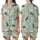 Cat Lovers' Playful Hand-Drawn Cartoon Cats Light Mint Green Pattern with White, Tabby, Calico, Charcoal Felines Satin Short-Sleeve Pajamas Set - 1