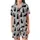 Cat Lovers' Whimsical Black Cat Pattern on Light Heather Gray, Playful Poses, White Eyes, Teal Pupils, Cartoon Style Satin Short-Sleeve Pajamas Set - 2