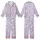 Cat Lovers' Whimsical Flat White Cartoon Cats, Black Paw Prints & Yarn Balls on Light Lavender Pattern Kid Satin Pajamas Set - 1