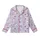 Cat Lovers' Whimsical Flat White Cartoon Cats, Black Paw Prints & Yarn Balls on Light Lavender Pattern Kid Satin Pajamas Set - 2