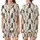 Cat Lovers' Seamless Illustrative Cats Pattern Warm Brown Tan Grey Black White Calico Tortoiseshell Bow Ties Cream Satin Short-Sleeve Pajamas Set - 1