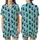 Cat Lovers' Playful Black Cats White Crescent Moons Twinkle Stars Light Aqua Whimsical Pattern Satin Short-Sleeve Pajamas Set - 1