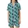Cat Lovers' Playful Black Cats White Crescent Moons Twinkle Stars Light Aqua Whimsical Pattern Satin Short-Sleeve Pajamas Set - 2