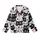 Cat Lovers' Black & White Minimalist Cartoon Cat Face Dense Seamless All-Over Print Kid Satin Pajamas Set - 2