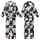 Cat Lovers' Black & White Minimalist Cartoon Cat Face Dense Seamless All-Over Print Kid Satin Pajamas Set - 1