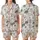 Cat Lovers' Whimsical Flat Cartoon Cats Seamless Pattern with Red Bow Ties, Pink Sunglasses, Yarn Balls, Off-White, Pink, Grey Hues Satin Short-Sleeve Pajamas Set - 1