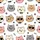 Cat Lovers' Kawaii Cat Faces All-Over Print: Pink, Beige, Grey Cats with Bow Ties, Heart Sunglasses Kid Satin Pajamas Set - 4