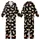 Cat Lovers' Whimsical Black Seamless Pattern with White & Orange-Tan Flat Cartoon Cats & Pink Accents Kid Satin Pajamas Set - 1