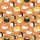 Cat Lovers' Whimsical Grumpy Fluffy Cat Sushi Nigiri & Maki All-Over Pattern on Vivid Tangerine Orange Satin Short-Sleeve Pajamas Set - 4