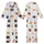 Cat Lovers' Whimsical Cartoon Cat Faces, Minimalist Feline Art, Pink Bows & Paw Prints Pattern on White Kid Satin Pajamas Set - 1