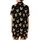 Cat Lovers' Black Whimsical Photo-Realistic Ginger Cat Faces & Hand-Drawn White Fish Skeletons Pattern Satin Short-Sleeve Pajamas Set - 3