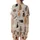 Cat Lovers' Whimsical Painterly Cat Pattern with Diverse Calico Tabby Tuxedo Felines on Soft Beige-Pink Satin Short-Sleeve Pajamas Set - 3