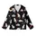 Cat Lovers' Seamless Black Playful Cartoon Cats Beige Blue-Grey Flat Art Whimsical 'Cute Cat' Pattern Kid Satin Pajamas Set - 2