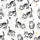 Cat Lovers' Whimsical Smiling Cartoon Kittens Black White Grey Striped Shaggy Fur Ink Splatter Sketch Art Satin Short-Sleeve Pajamas Set - 4