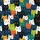 Cat Lovers' Whimsical Folk Art Cats Dense Pattern Hand-Drawn Illustrative Peeking Feline Faces Black Blue White Orange Teal Yellow Pink Satin Short-Sleeve Pajamas Set - 4
