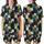 Cat Lovers' Whimsical Folk Art Cats Dense Pattern Hand-Drawn Illustrative Peeking Feline Faces Black Blue White Orange Teal Yellow Pink Satin Short-Sleeve Pajamas Set - 1