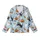 Whimsical Lovers' Playful Black Cat Ghost Jack-o'-Lantern Bat Broom Candy Corn Pattern on Sky Blue Kid Satin Pajamas Set - 2