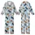 Whimsical Lovers' Playful Black Cat Ghost Jack-o'-Lantern Bat Broom Candy Corn Pattern on Sky Blue Kid Satin Pajamas Set - 1