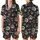 Cat & Coffee Lovers' Grumpy Tabby Cats & Coffee Cups Charcoal Black All Over Illustrative Pattern with Yellow Eyes Satin Short-Sleeve Pajamas Set - 1
