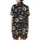 Cat & Coffee Lovers' Grumpy Tabby Cats & Coffee Cups Charcoal Black All Over Illustrative Pattern with Yellow Eyes Satin Short-Sleeve Pajamas Set - 3