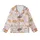 Cat Lovers' Whimsical Pink Cartoon Cat Pattern, Diverse Felines with Orange Paw Prints & Fish Skeletons Kid Satin Pajamas Set - 2
