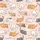 Cat Lovers' Whimsical Pink Cartoon Cat Pattern, Diverse Felines with Orange Paw Prints & Fish Skeletons Kid Satin Pajamas Set - 4
