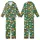 Cat Lovers' Vibrant Emerald Green Flat Graphic Cartoon Cat Faces Festive Santa Elf Hat Antlers Snowflakes Pattern Kid Satin Pajamas Set - 1