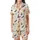Whimsical Halloween Enthusiasts' Cream Orange Indigo Jack-o'-Lantern Ghost Bat Sweet Treats Pattern Satin Short-Sleeve Pajamas Set - 2